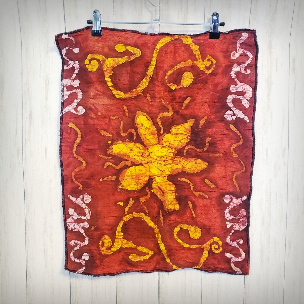 Vintage Silk Batik Wallhanging 17.5" x 21.5"